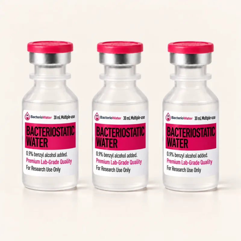 3-vial pack of bacteriostatic water, sealed 30 mL multiple-use vials