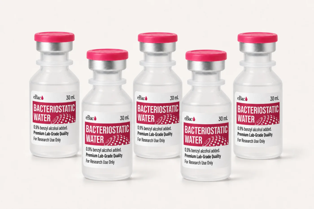 Group of sealed 30 mL bacteriostatic water vials